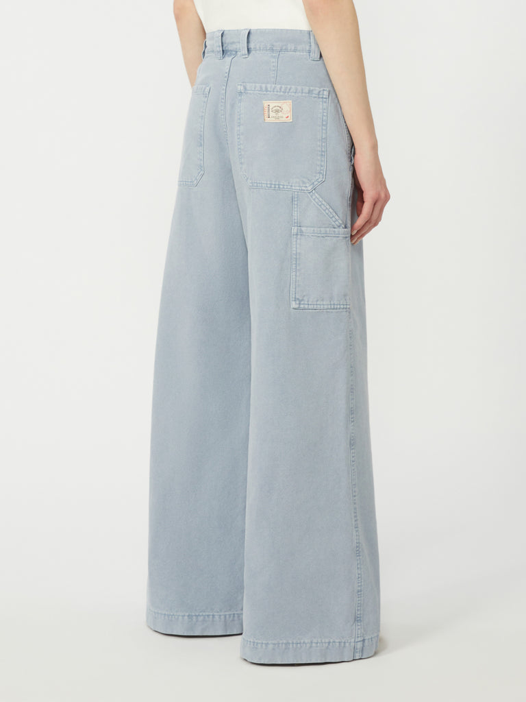 max mara cotton canvas wide-leg trousers