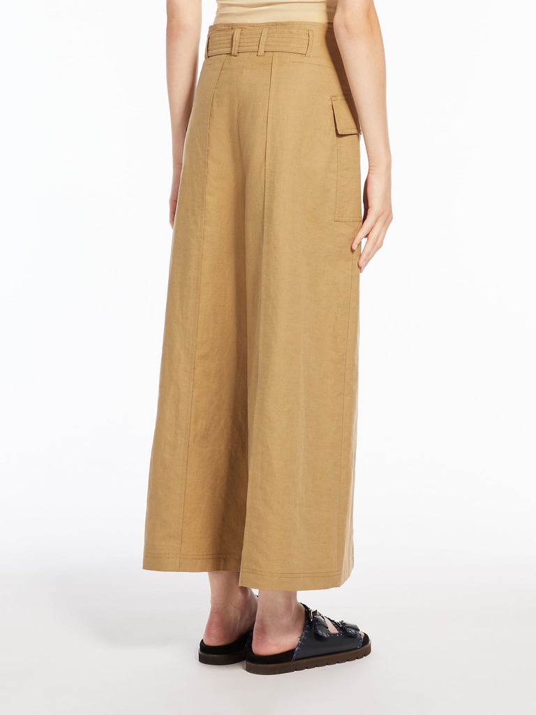 max mara cotton and linen basketweave trousers