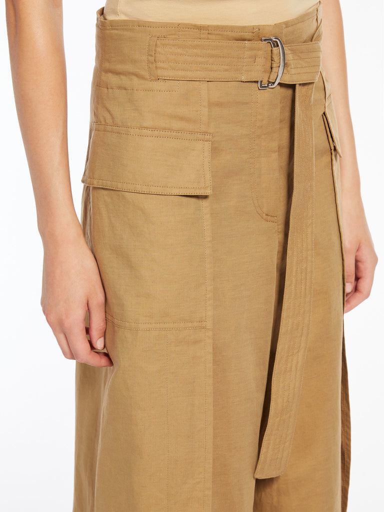 max mara cotton and linen basketweave trousers