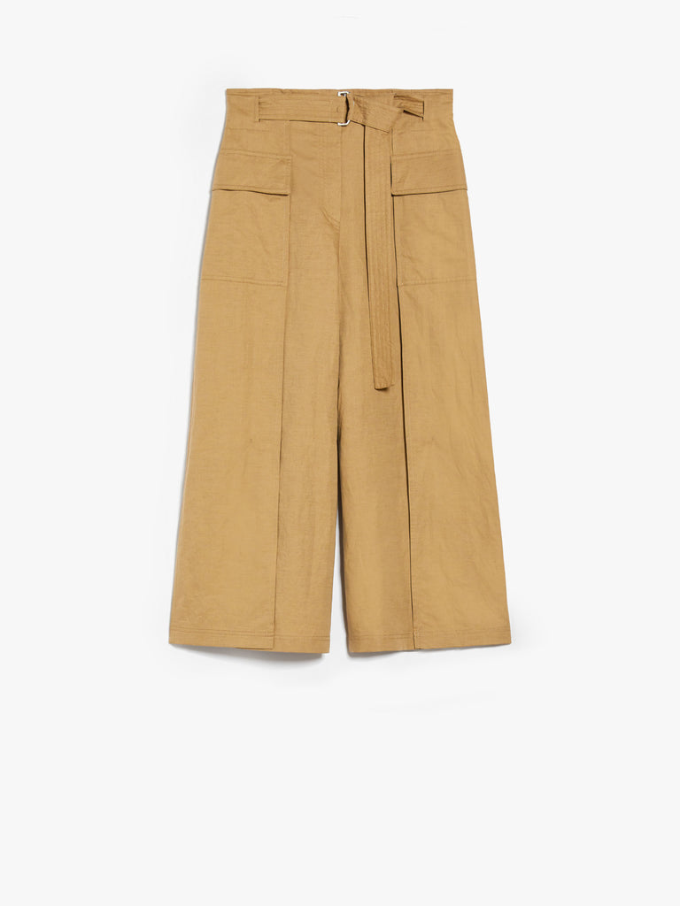max mara cotton and linen basketweave trousers