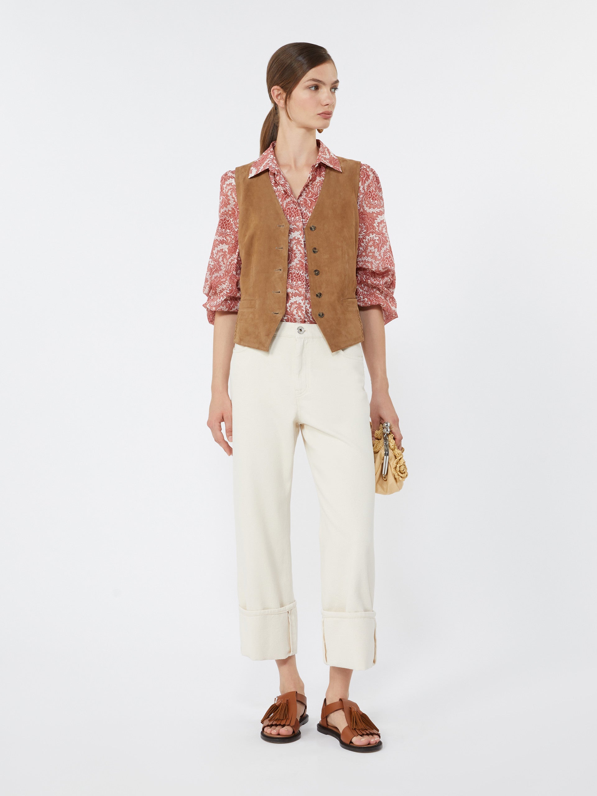 max mara cotton bull trousers with turn-ups for women