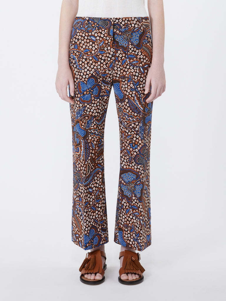 max mara printed basketweave cotton trousers