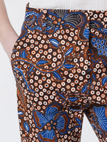 max mara printed basketweave cotton trousers for women