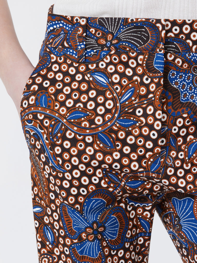 max mara printed basketweave cotton trousers