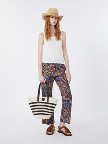 max mara printed basketweave cotton trousers for women