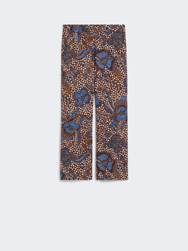 max mara printed basketweave cotton trousers for women