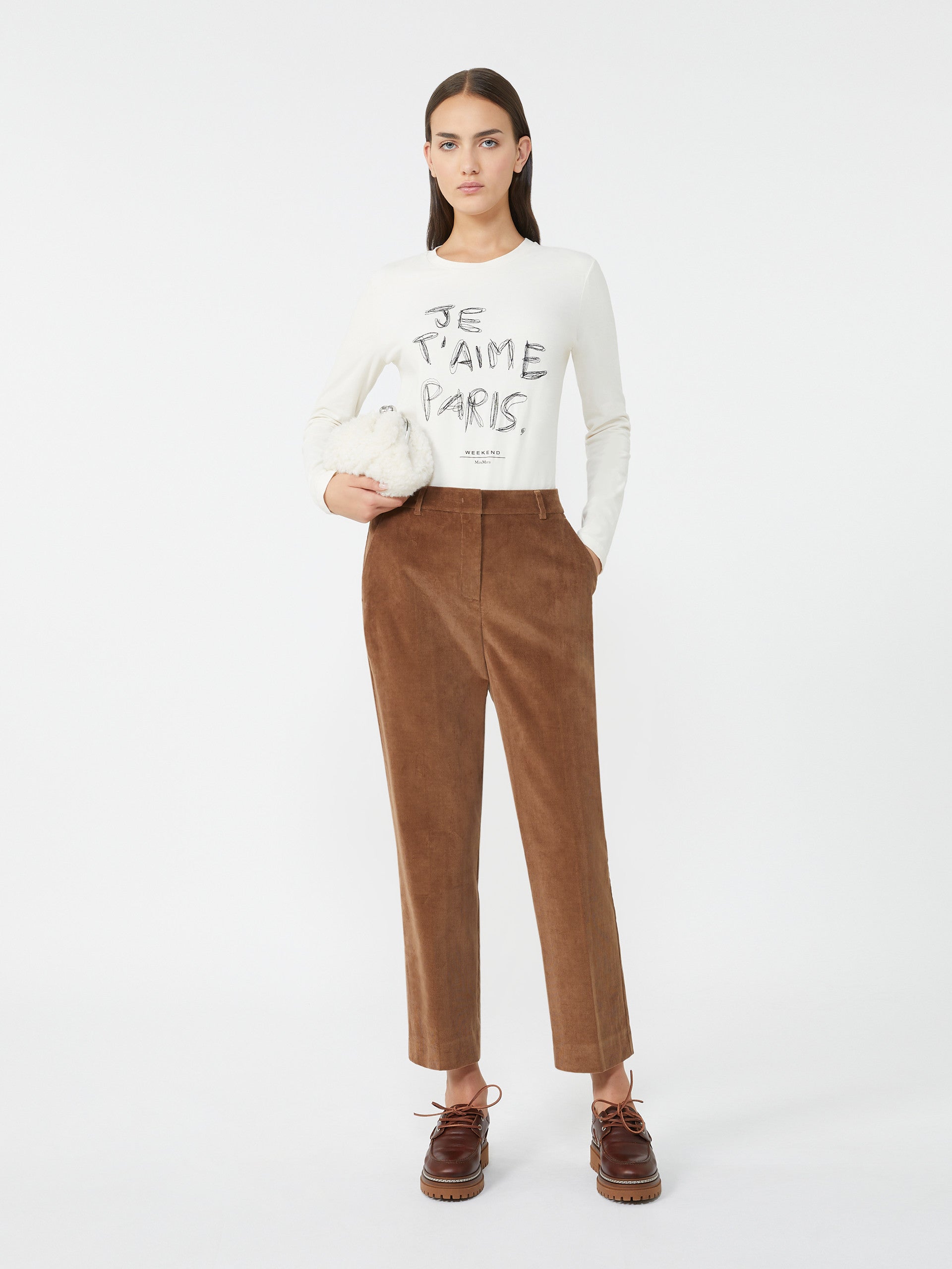 Corduroy Trousers for Women - Hazelnut Brown - Max Mara UAE