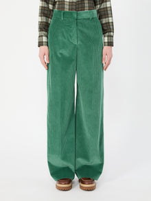 Cotton Velvet Trousers for Women - Green - Max Mara UAE