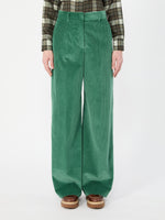 Cotton Velvet Trousers for Women - Green - Max Mara UAE