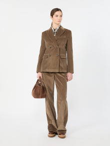 Cotton Velvet Trousers for Women - Light Brown - Max Mara UAE