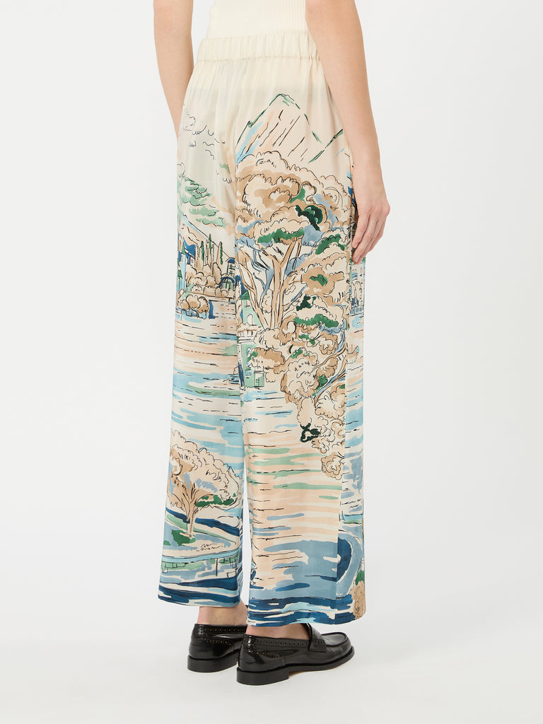 max mara printed silk cropped trousers