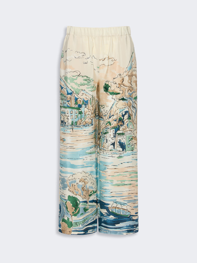 max mara printed silk cropped trousers
