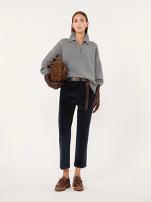 Cotton velvet cropped trousers