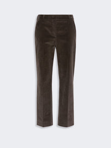 Cotton Velvet Cropped Trousers for Women - Dark Brown - Max Mara UAE