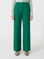 Wool Palazzo Trousers for Women - Green - Max Mara UAE