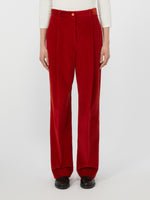 Cotton Velvet Trousers for Women - Red - Max Mara UAE