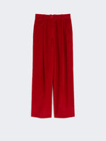 Cotton Velvet Trousers for Women - Red - Max Mara UAE