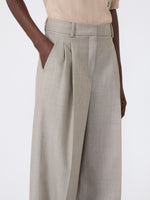 Wide-Leg Woollen Cloth Trousers for Women - Hazelnut Brown - Max Mara UAE