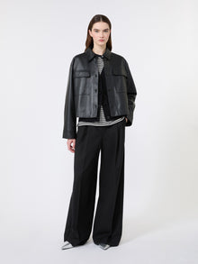 Wide-Leg Woollen Cloth Trousers for Women - Black - Max Mara UAE