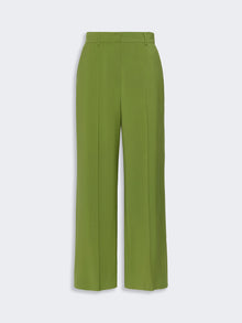 Stretch Wool Palazzo Trousers for Women - Green - Max Mara UAE