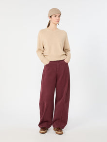 Cotton Drill Trousers for Women - Bordeaux - Max Mara UAE