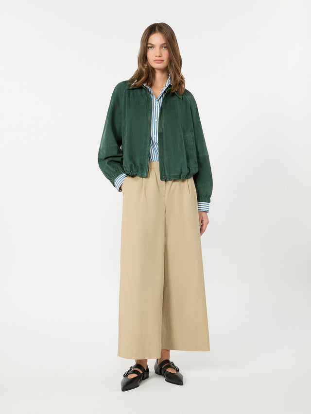 max mara flared cotton gabardine trousers for women
