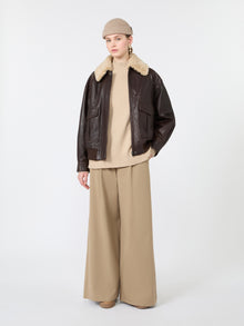 max mara wide trousers in cotton drill for women