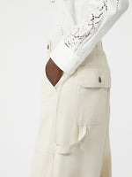 Cotton Drill Workwear Trousers for Women - Ivory - Max Mara UAE