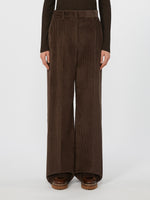Wide-Leg Corduroy Trousers for Women - Chocolate - Max Mara UAE