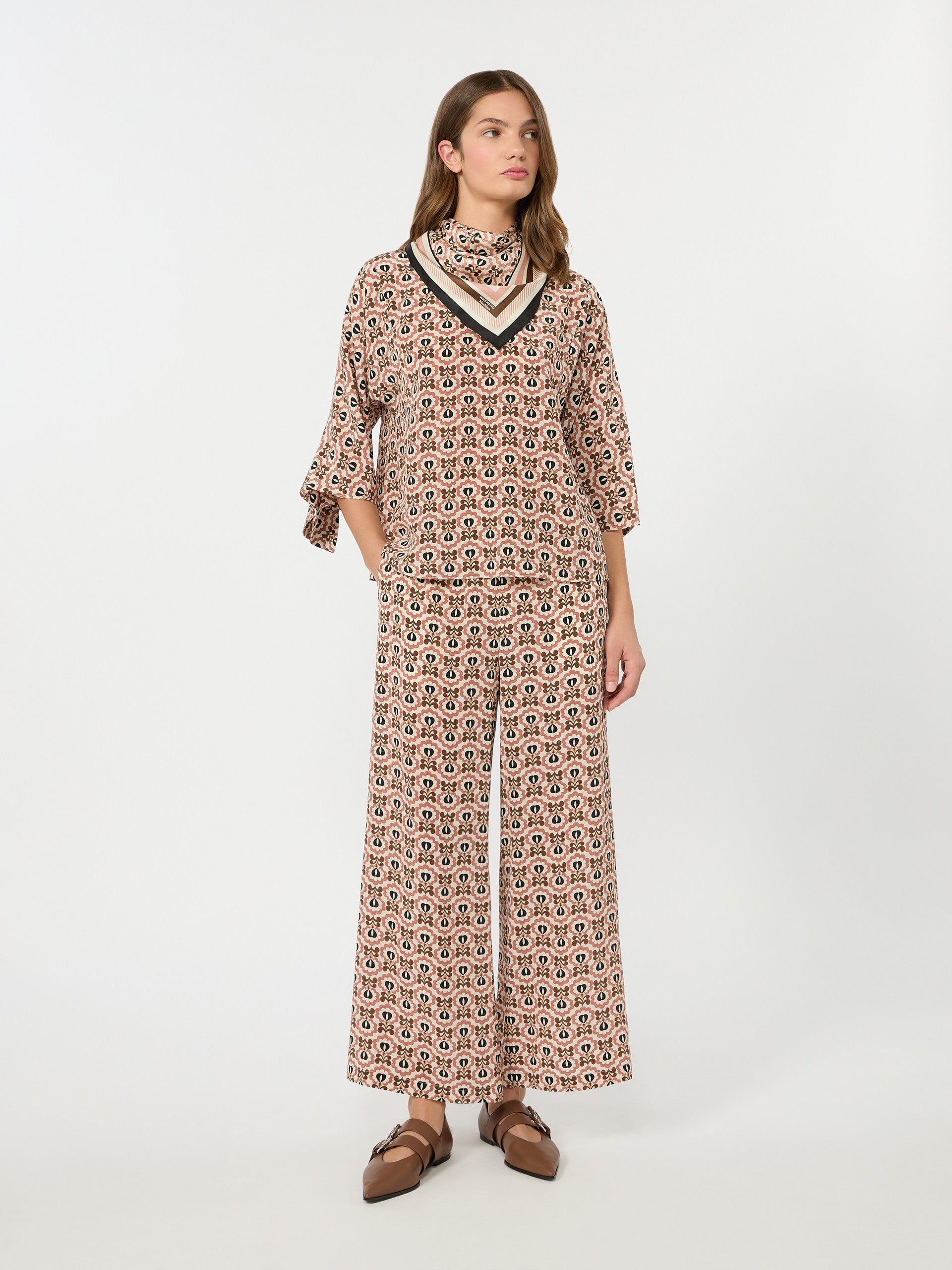 max mara printed crepe de chine trousers for women