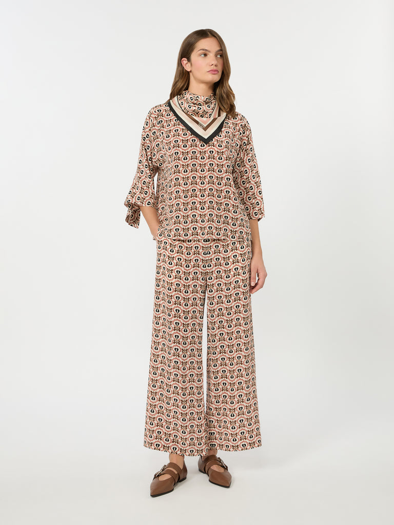 max mara printed crepe de chine trousers