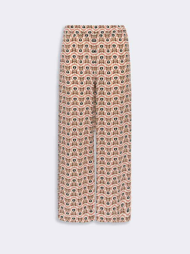 Printed Crepe De Chine Trousers for Women - Antique Rose - Max Mara UAE