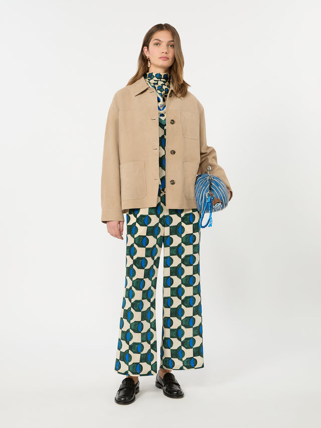 max mara printed crepe de chine trousers for women
