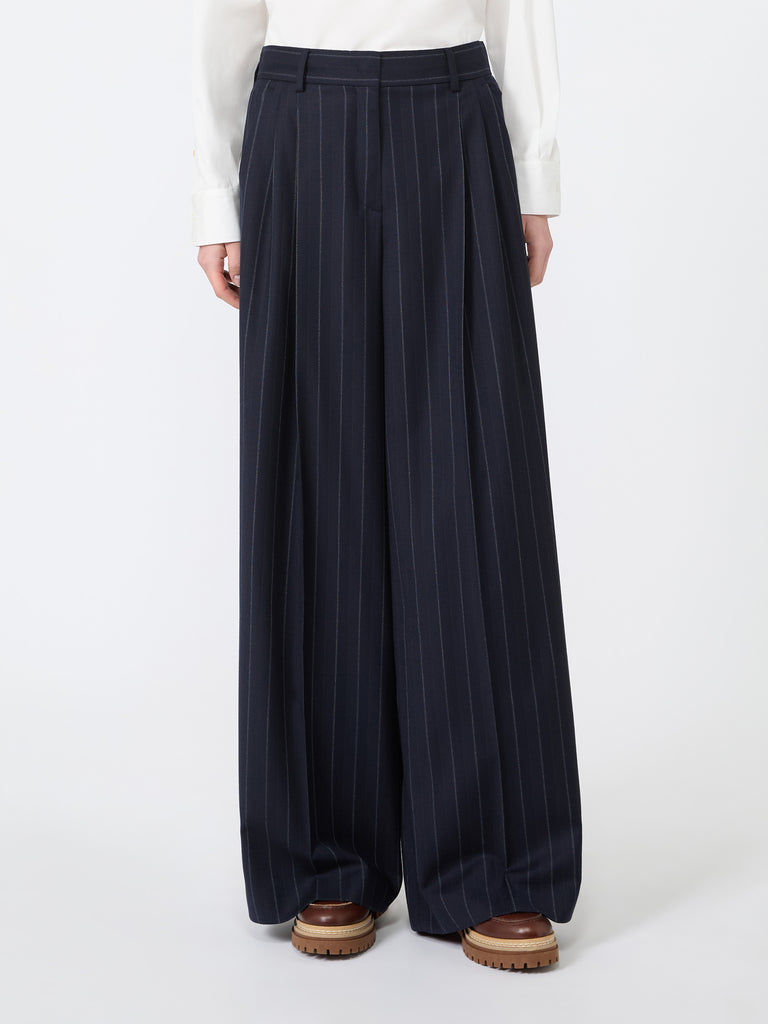 max mara wool pinstriped flannel trousers