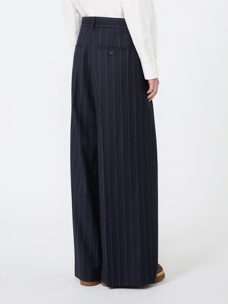 max mara wool pinstriped flannel trousers