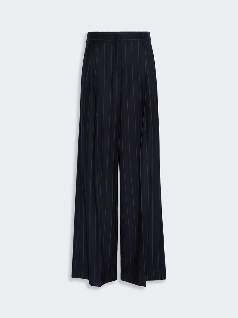 max mara wool pinstriped flannel trousers