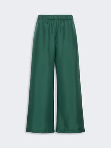 Cropped Silk Trousers for Women - Dark Green - Max Mara UAE