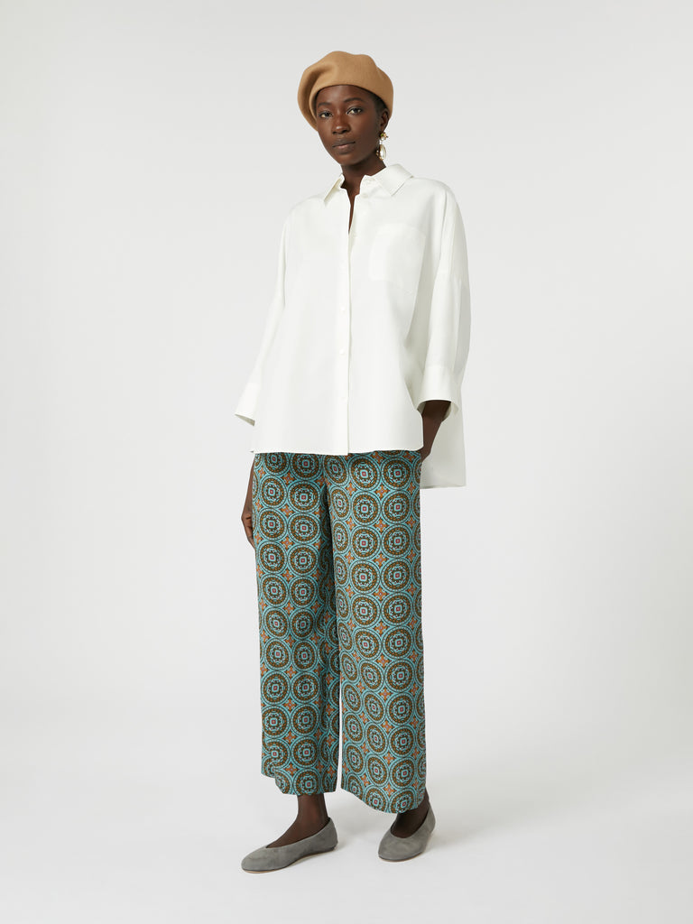 max mara printed silk cropped trousers