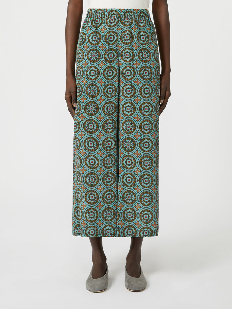 max mara printed silk cropped trousers