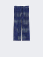 Printed Silk Cropped Trousers for Women - Navy - Max Mara UAE