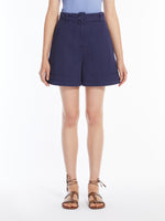 Cotton And Linen Bermuda Shorts for Women - Navy - Max Mara UAE