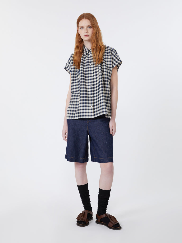 max mara cotton and linen denim bermuda shorts