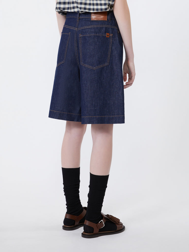 max mara cotton and linen denim bermuda shorts