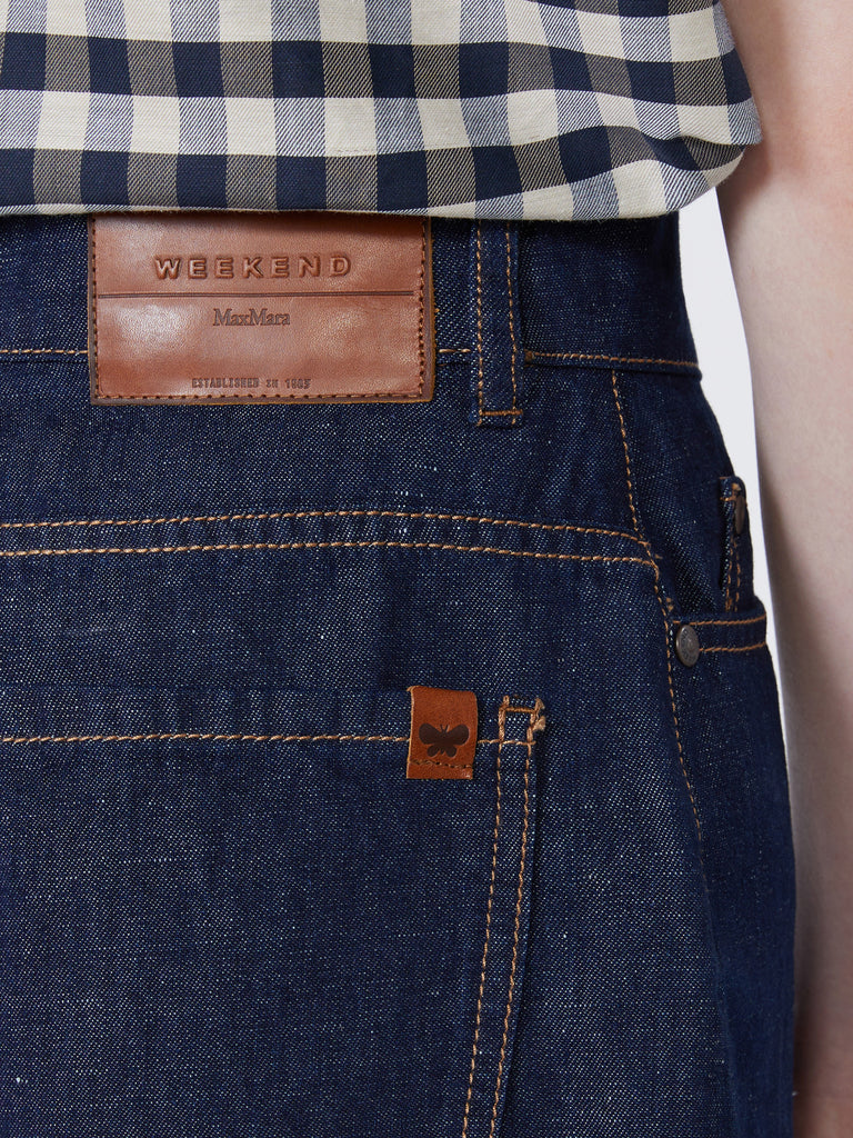 max mara cotton and linen denim bermuda shorts