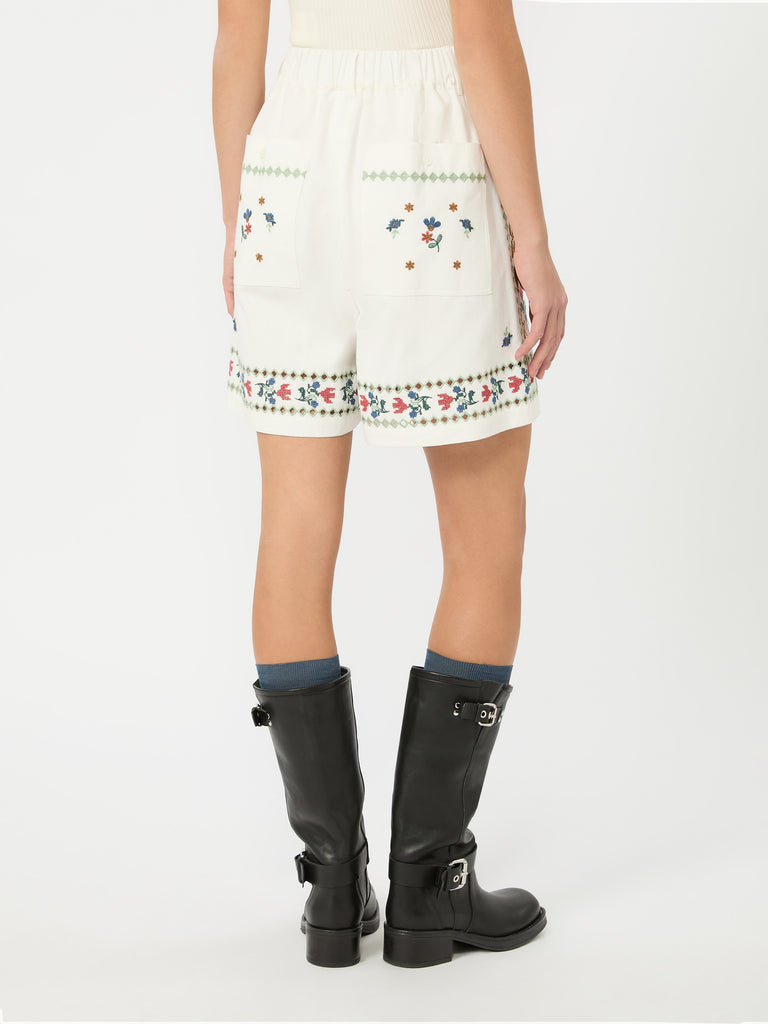 max mara embroidered cotton bermuda shorts