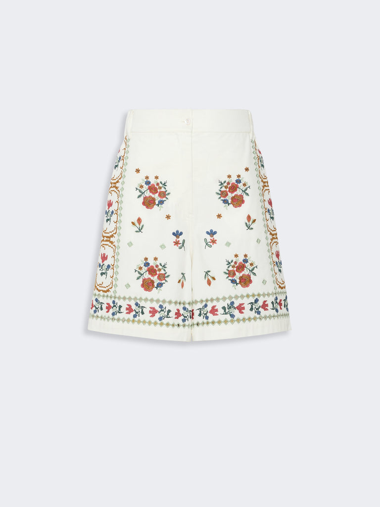 max mara embroidered cotton bermuda shorts
