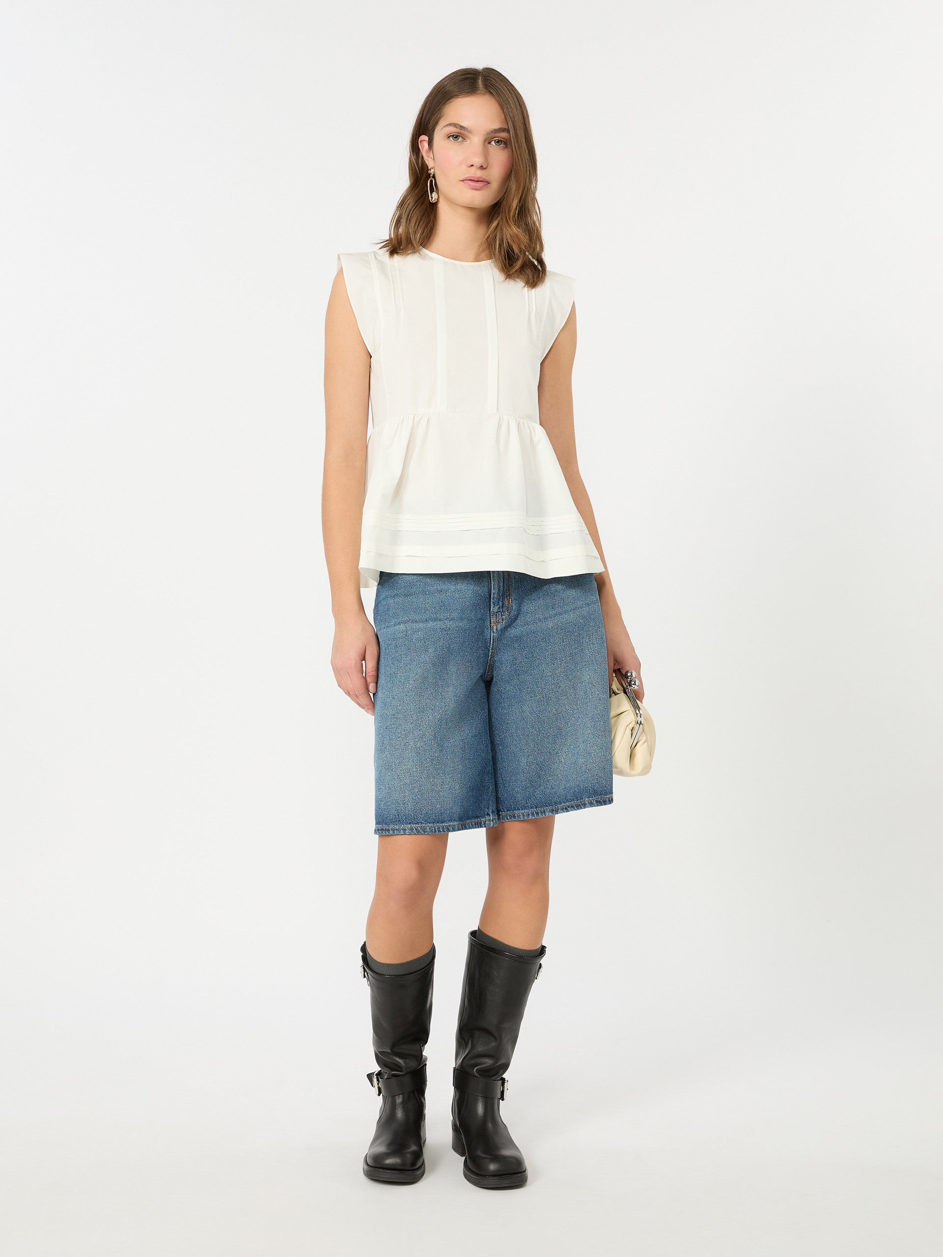max mara cotton denim bermuda shorts for women