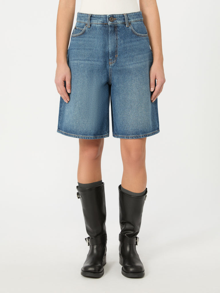 max mara cotton denim bermuda shorts