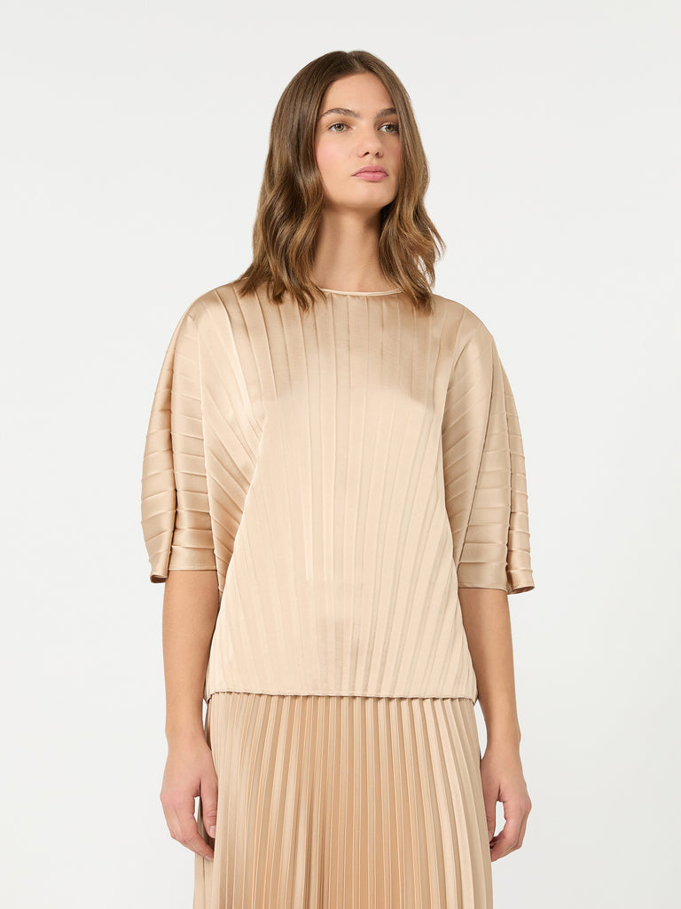 max mara loose blouse in pleated satin