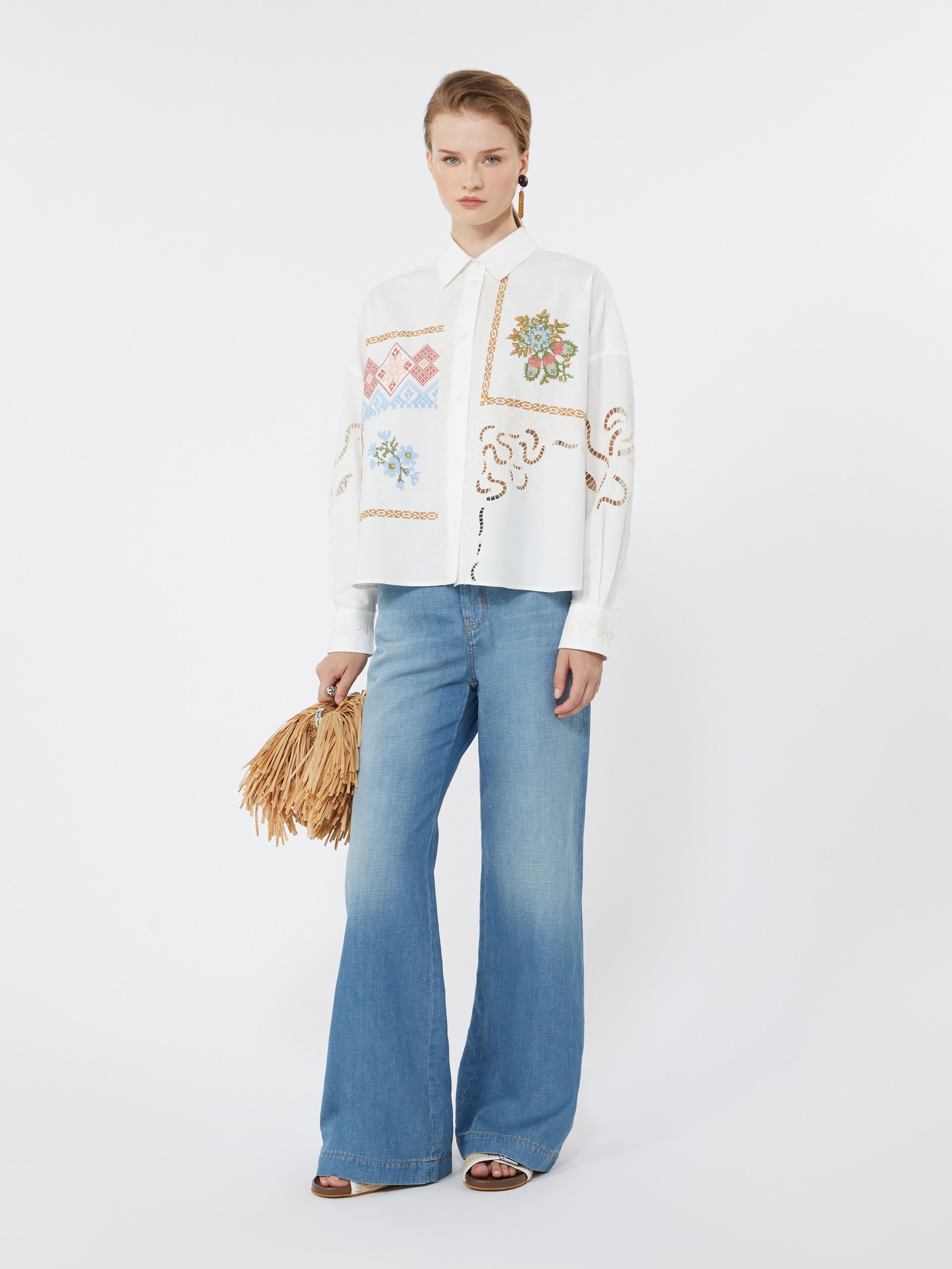 max mara linen and cotton denim jeans for women